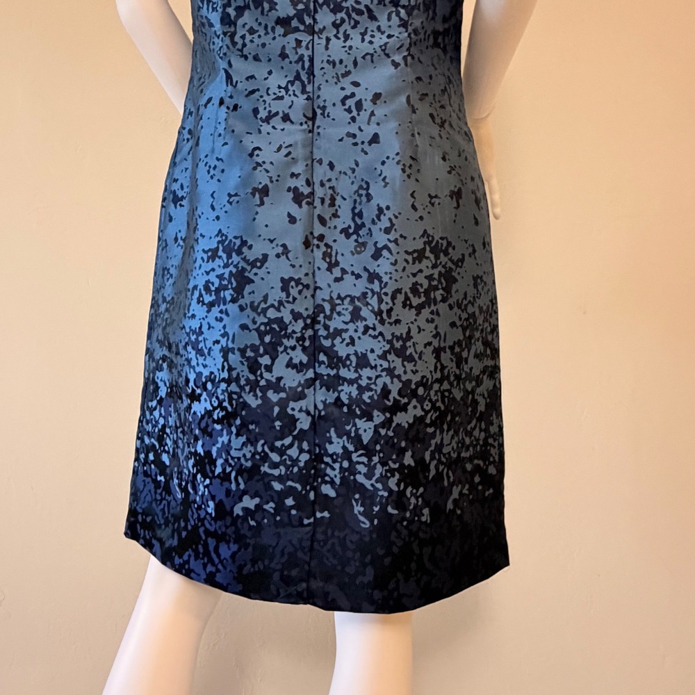 Mario Serrani Italy Navy Blue‎ Abstract Jacquard Sleeveless Sheath Dress Size 8 - Picture 7 of 11